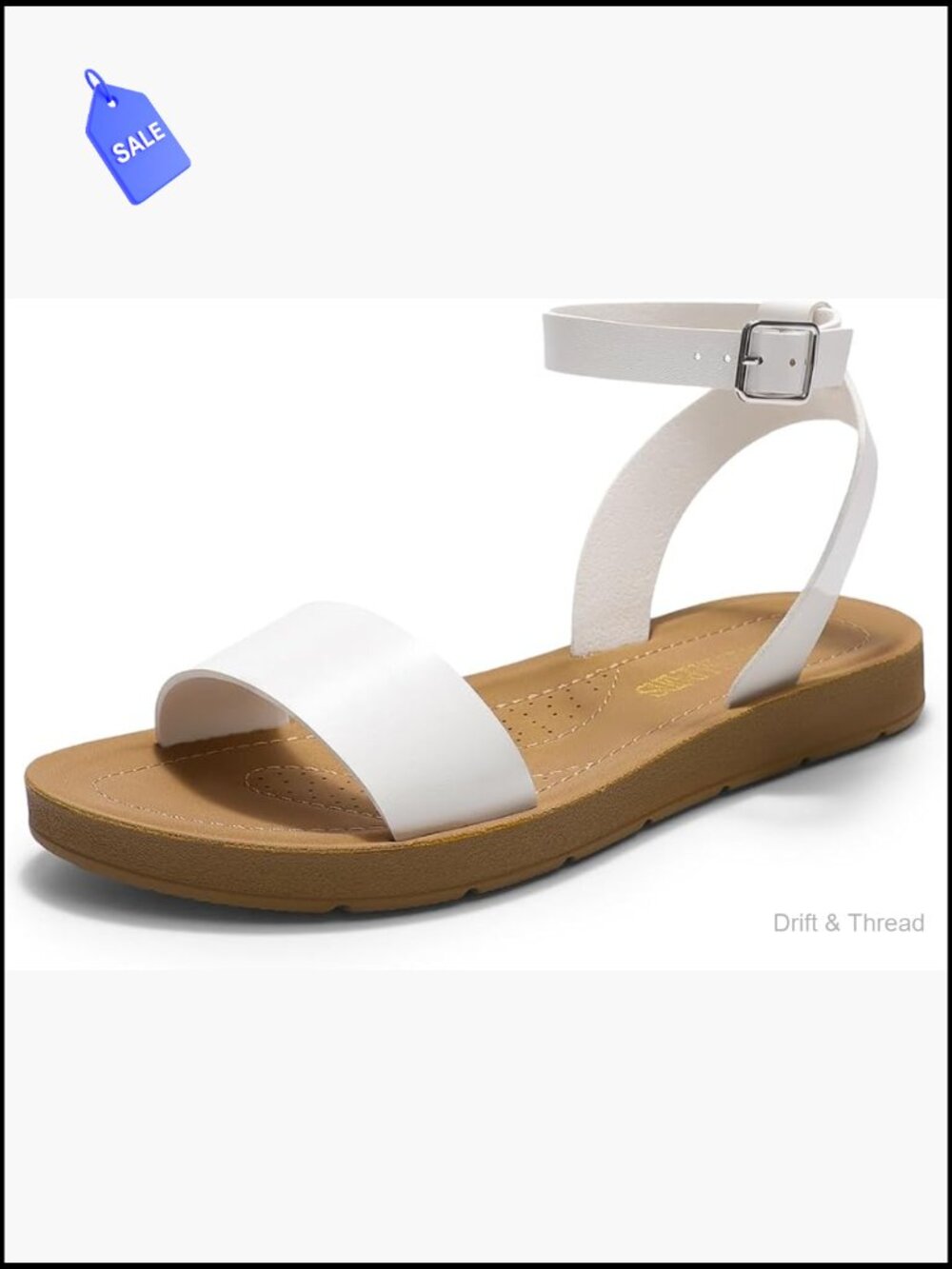 One Band Ankle Strap Buckle Flat Sandals Open Toe Slide Lightweight
